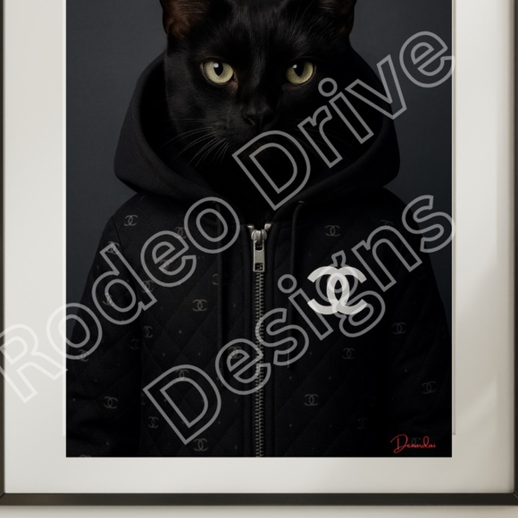11x17 Chanel Inspired Black Cat Poster Print Fashion Wall Art Modern Home Decor - Picture 2 of 2
